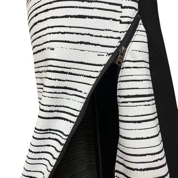 Julia Jordan Dress Size 14 Black White Stripe Knit Sheath Cut Out Back Zipper - Picture 10 of 14